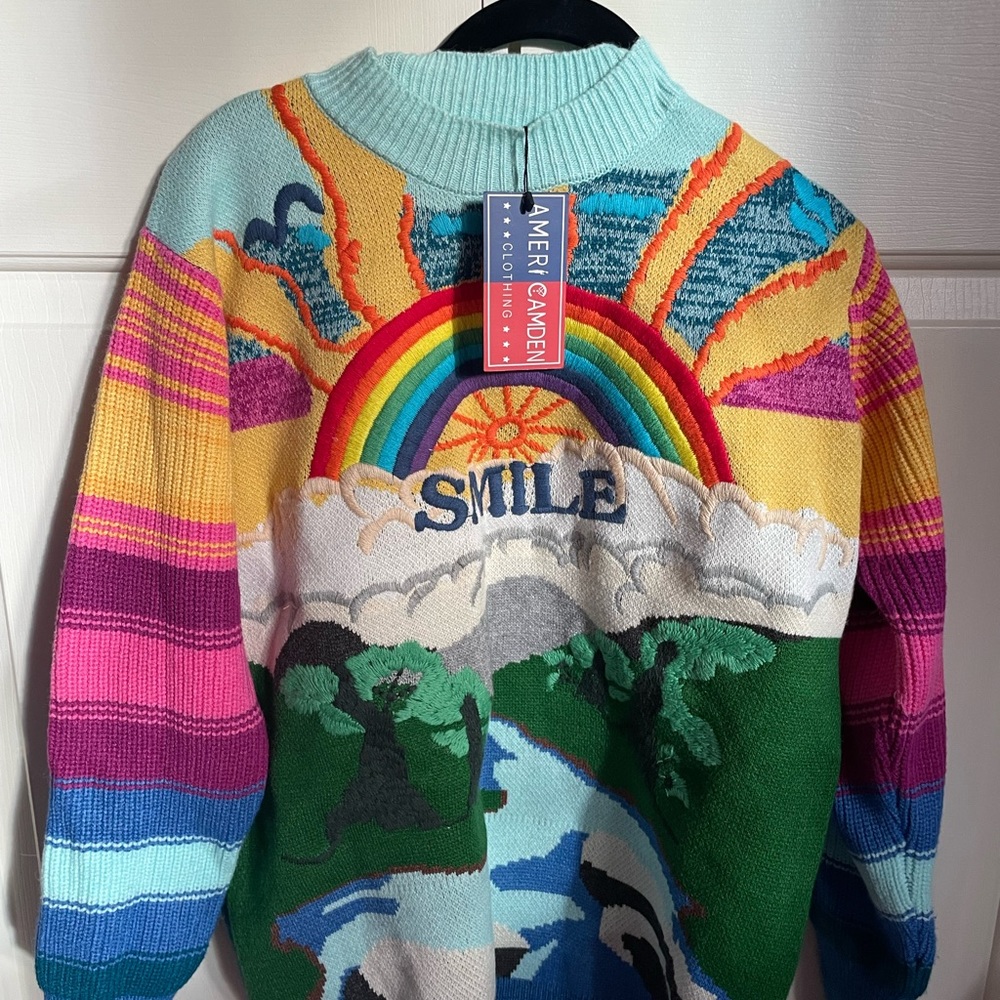 adorable and comfortable oversized SMILE sweater. super colorful and never worn